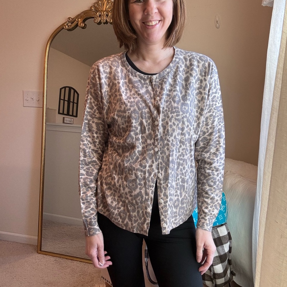 NWT Leopard cheetah Print button down Cardigan NWT - image 2